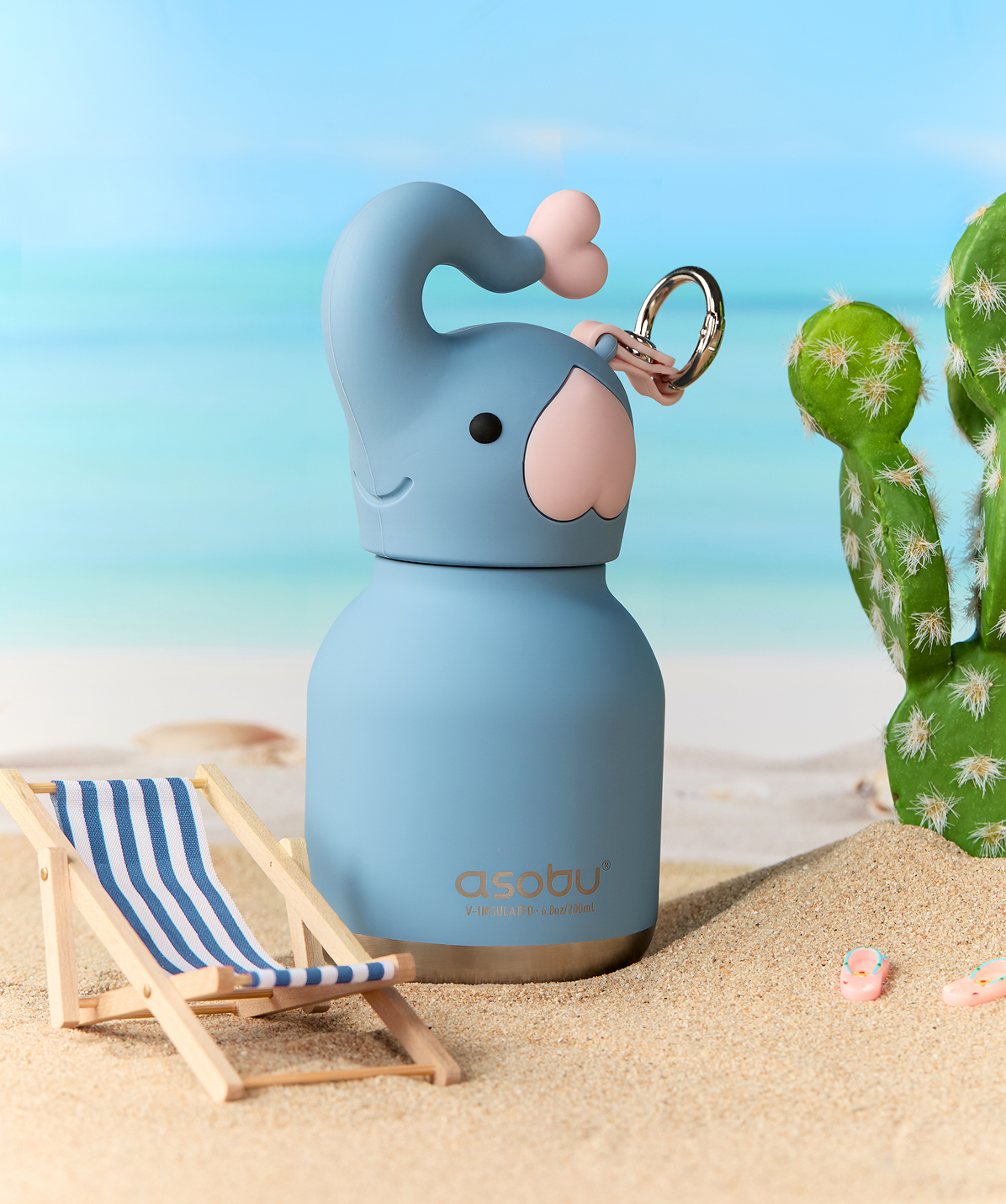Botella mini Asobu Bestie Elefante de 200ml ideal para excursiones y días de playa.