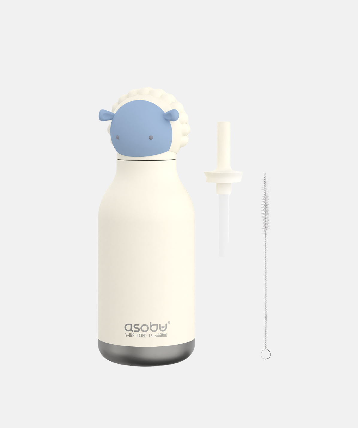 Botella Asobu Bestie Oveja con cepillo de limpieza para un mantenimiento óptimo.