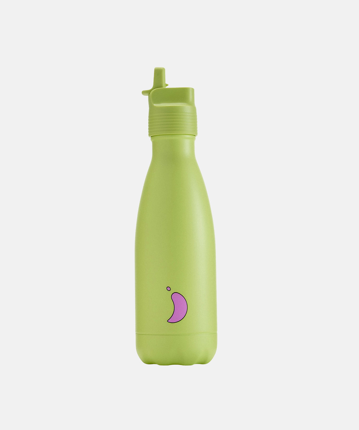 Botella para niños de la marca Chilly's color lima, con capacidad para 350ml, de material acero inoxidable.