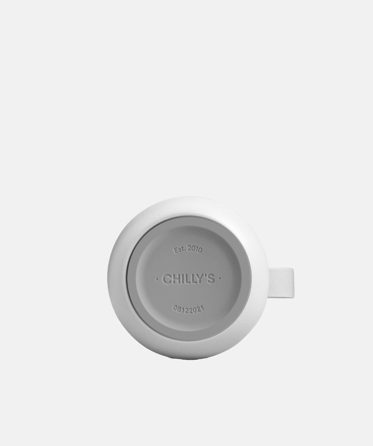 Base de la botella Chilly's gris granito de 1L, mostrando la estabilidad y el material de acero inoxidable.