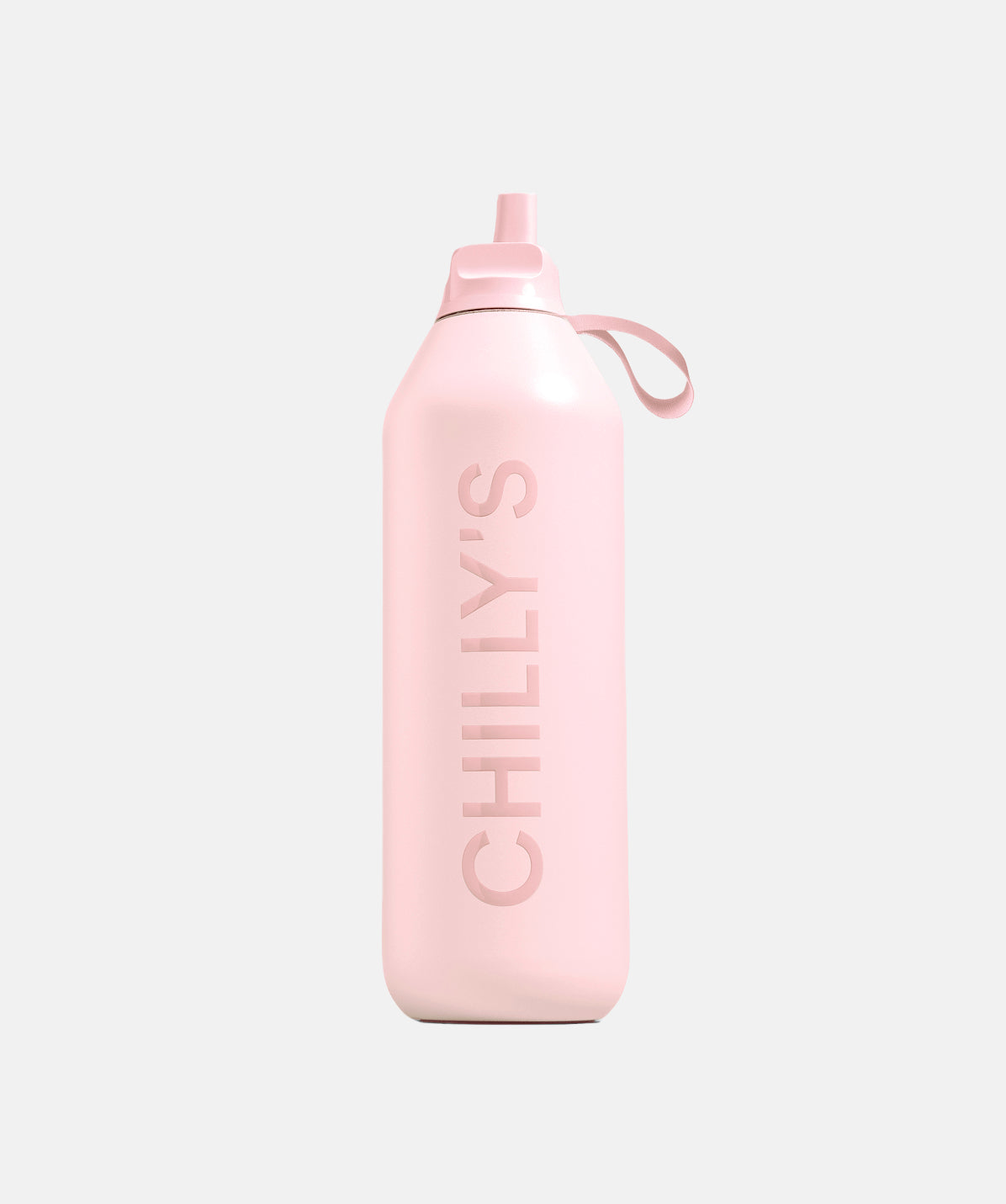 Botella Chilly's Serie 2 Flip de 1 litro (1000ml), color rosa pastel liso, para hidratación de larga duración.