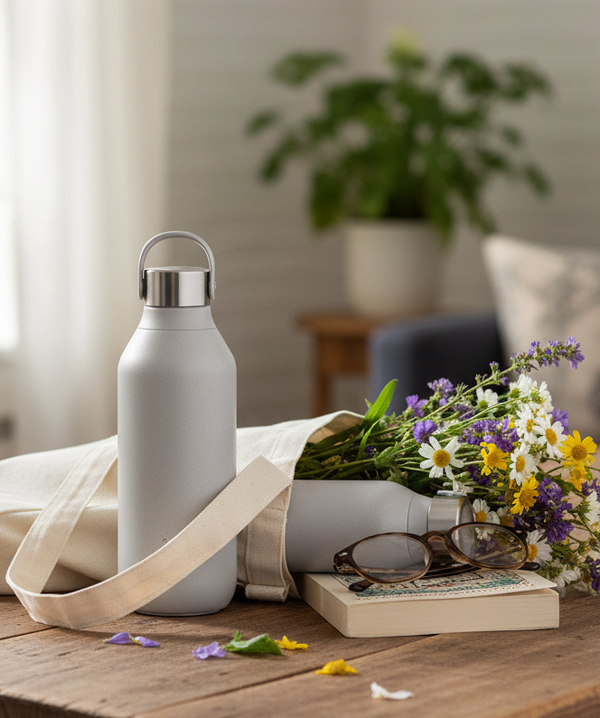 Botella Chilly's Serie 2 Gris Granito 500ml. Botella termo de acero inoxidable efecto granito. Estilo y funcionalidad para la rutina en casa o con tote bag. Botella reutilizable Chilly's.