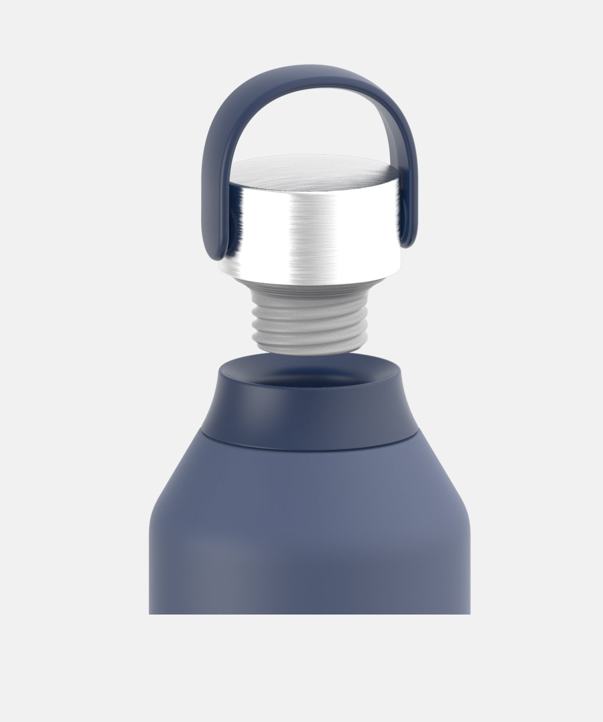 Botella Chilly's azul de 1L abierta, destacando la boquilla y la comodidad de su diseño para beber fácilmente.