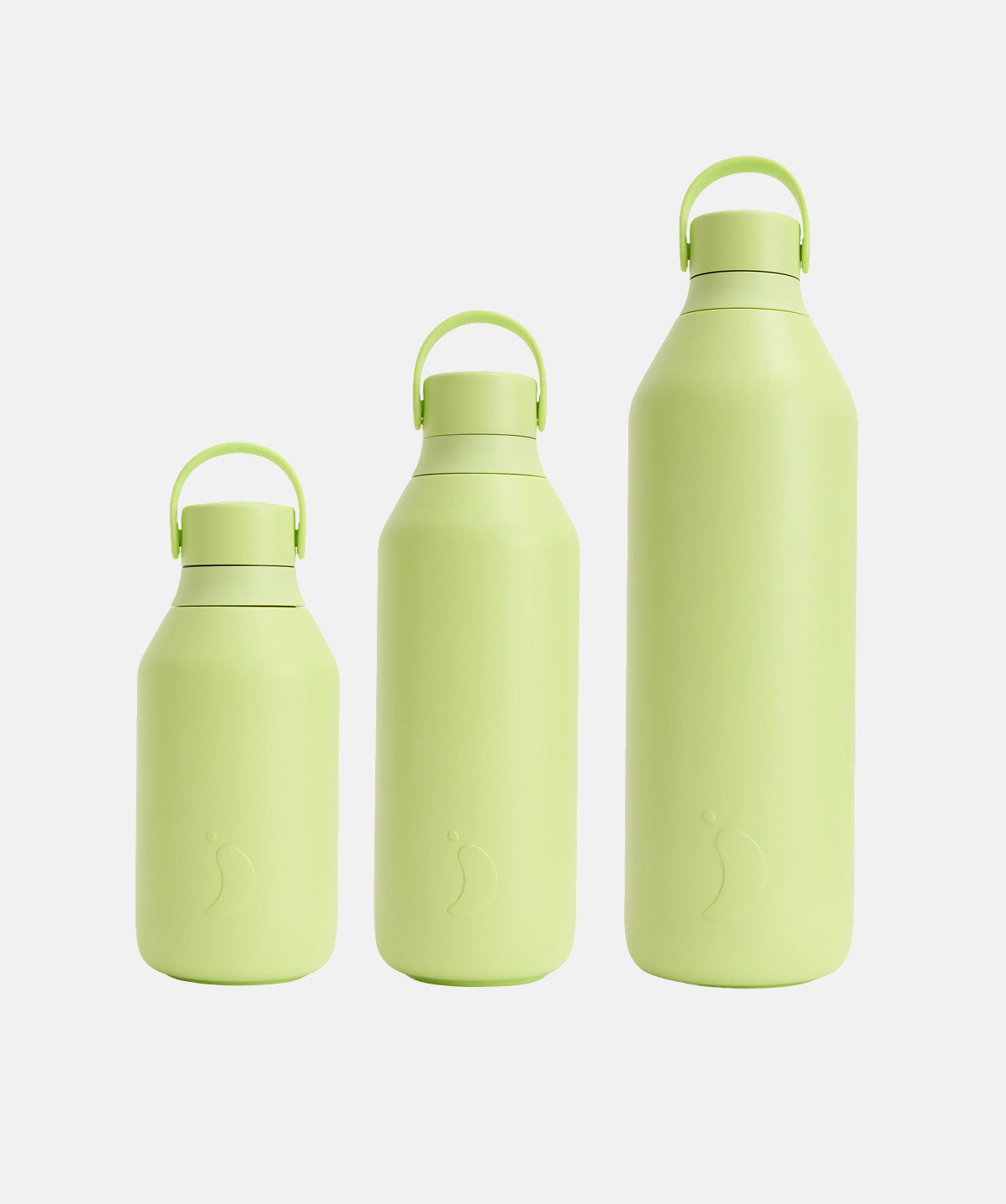 Comparativa de capacidades de la botella Chilly's Serie 3 Limelite de acero inoxidable.