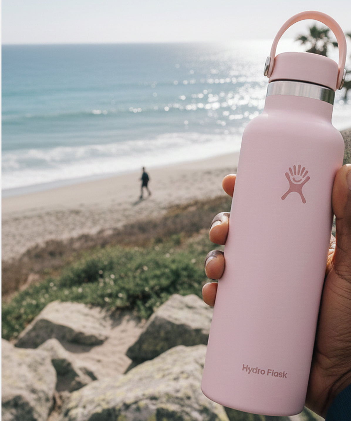 Botella Hydro Flask Standard Flex Cap Trillium 21oz de acero inoxidable, ideal para hidratación en la playa o exterior.