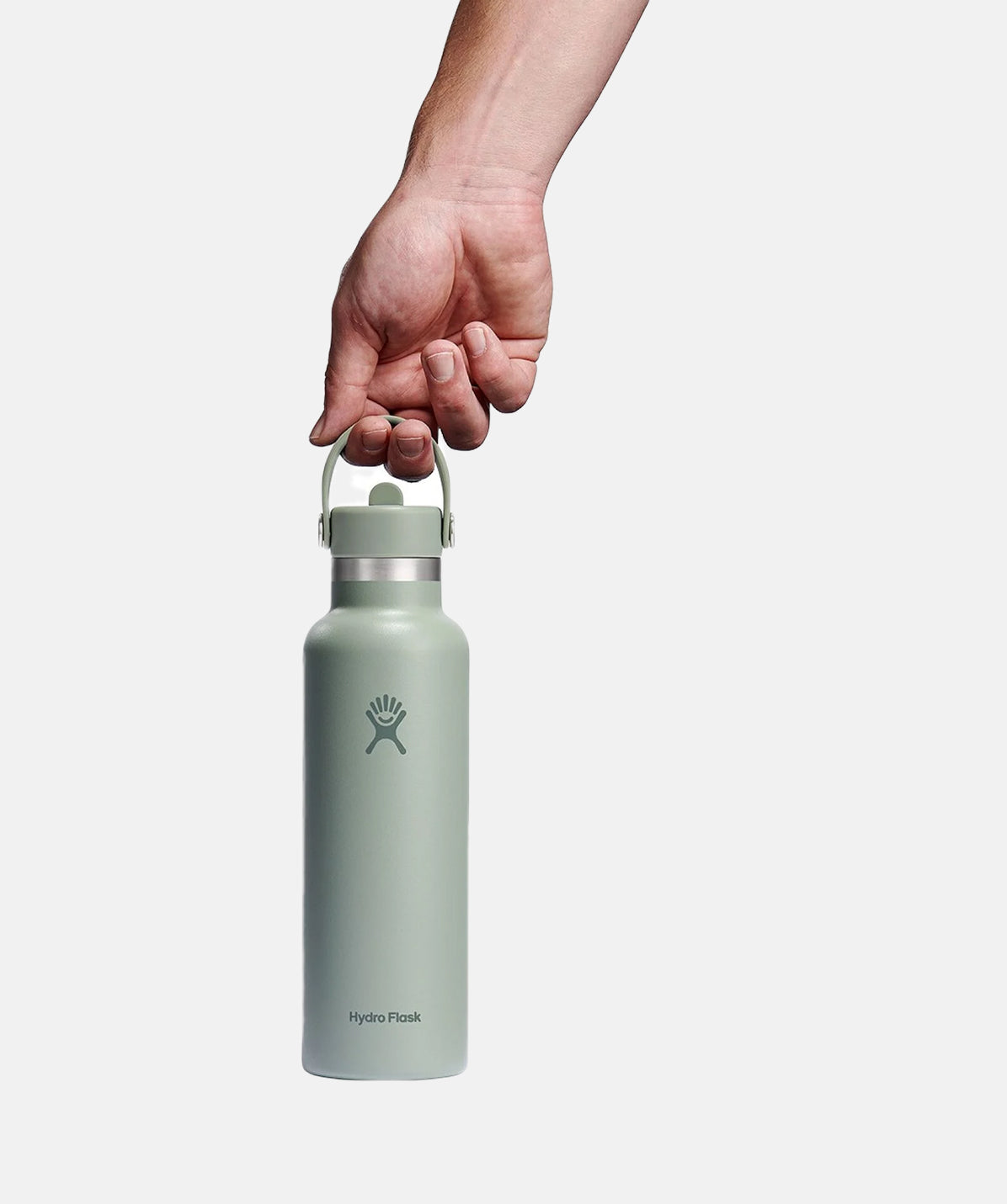 Botella Hydro Flask 621ml en color Agave, acero inoxidable duradero.