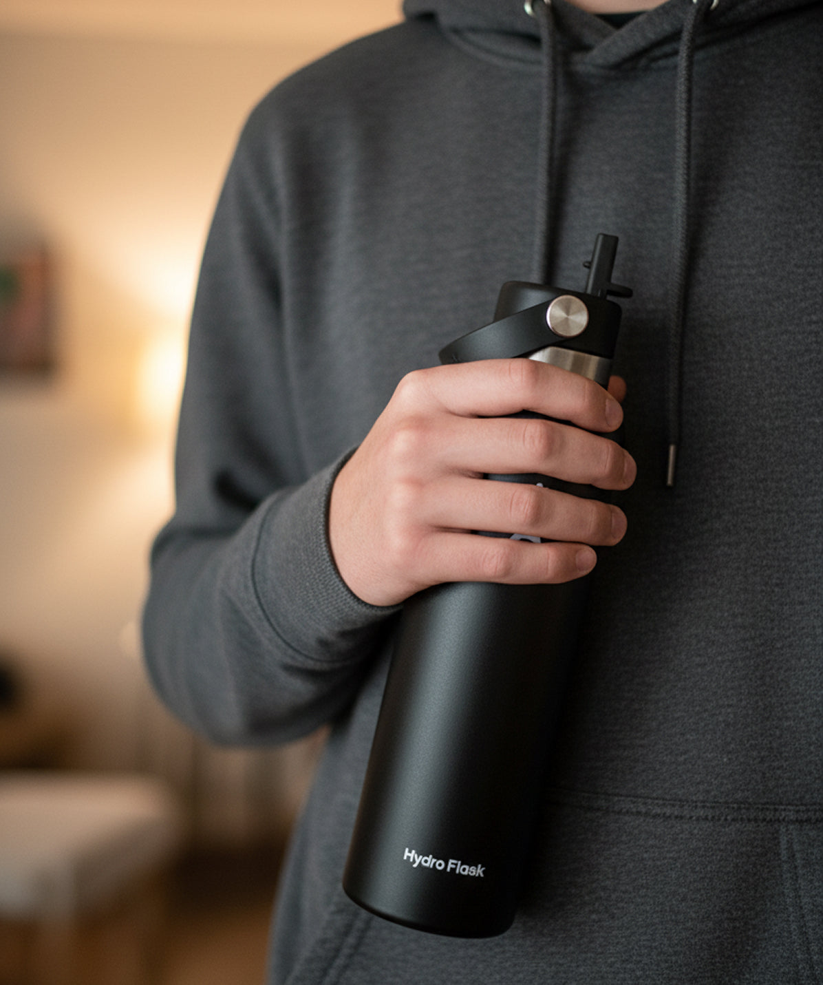 Botella termo Hydro Flask 21 oz Standard Flex Straw Cap Negro. Botella con pajita para beber fácilmente en interiores. Aislamiento TempShield.