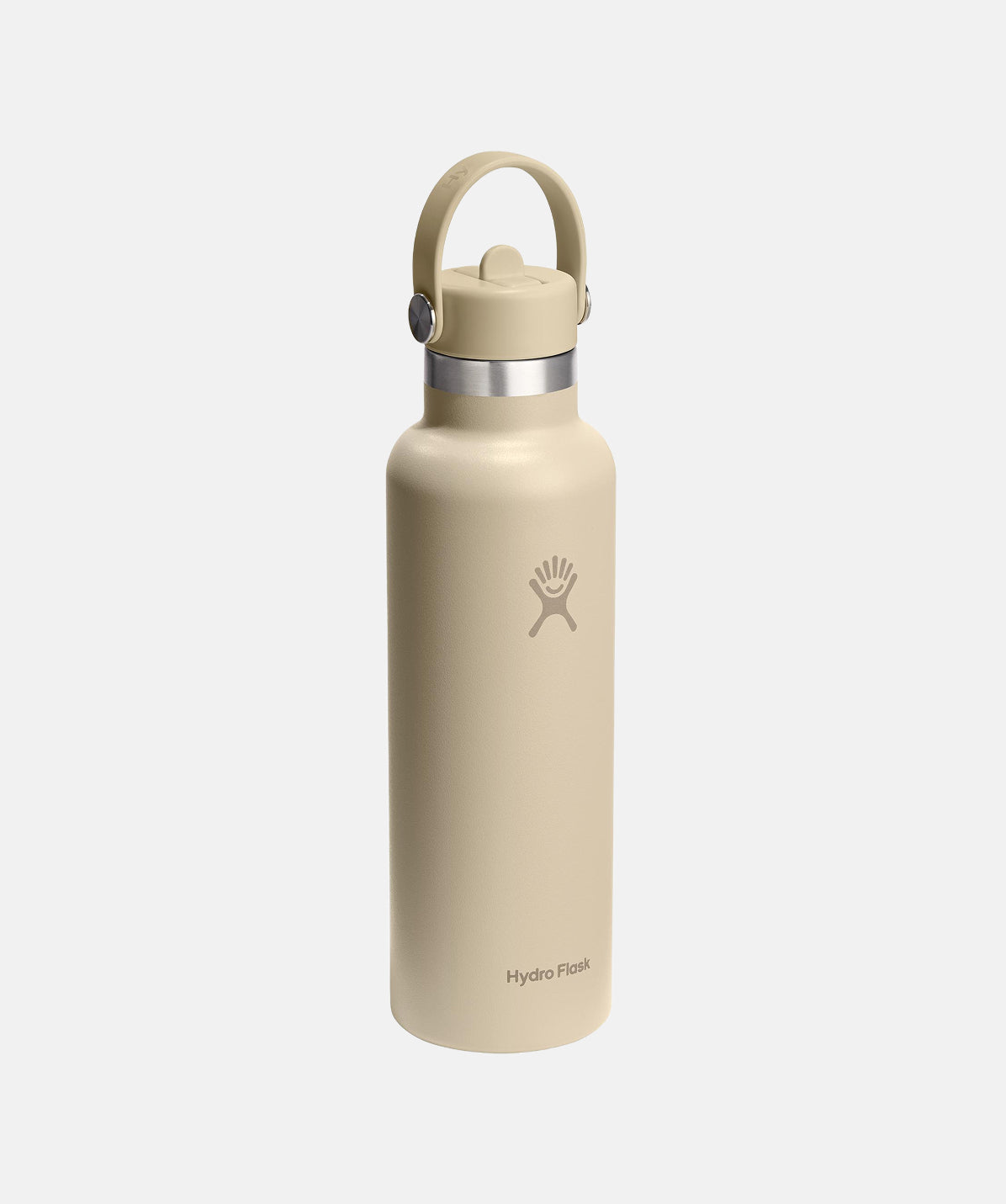 Vista superior de la Botella Hydro Flask Standard Flex Straw Cap Oat 21oz con tapa de pajita.