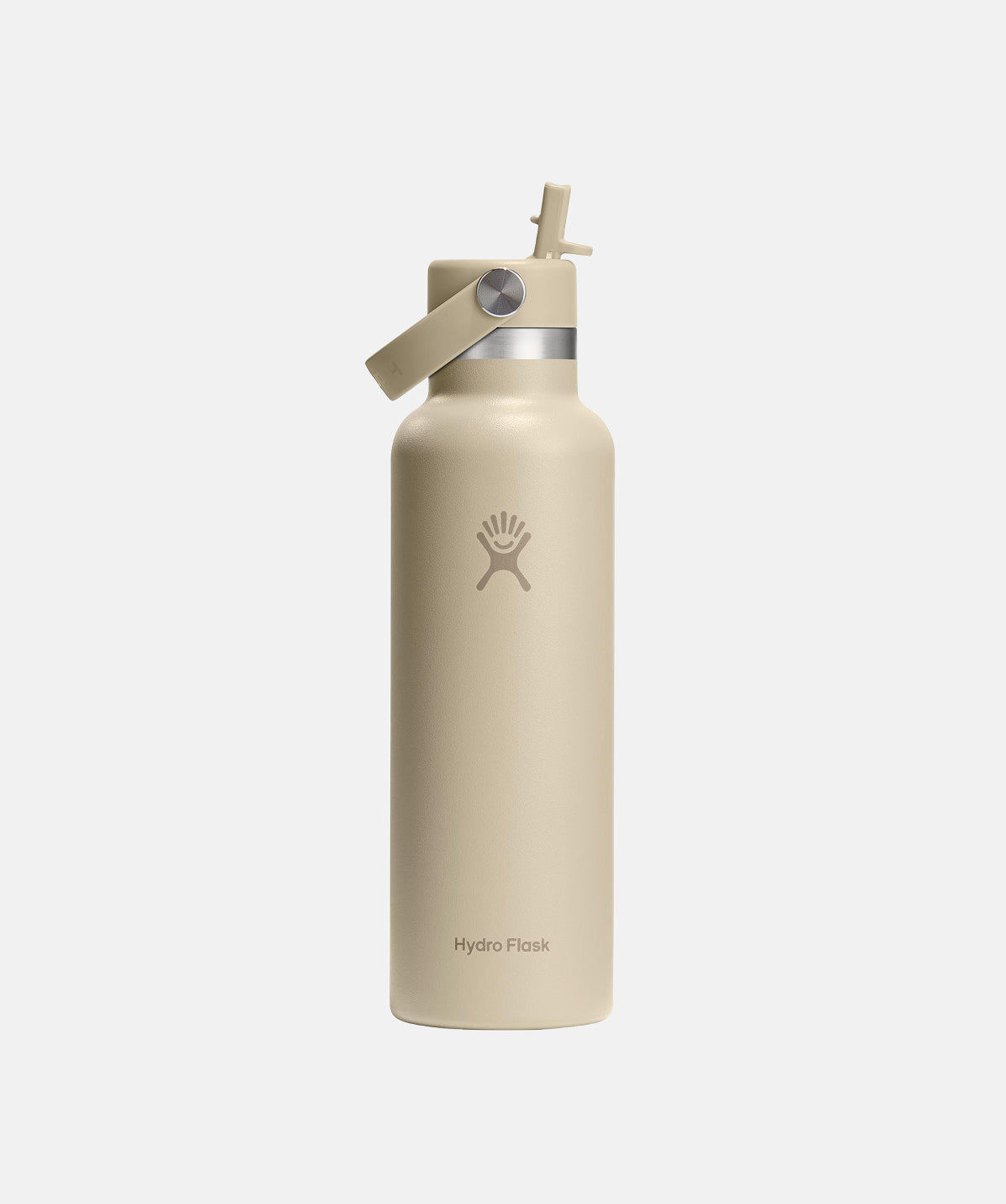 Botella de agua Hydro Flask Standard Flex Straw Cap Oat 21oz (621ml) con tapa de pajita.