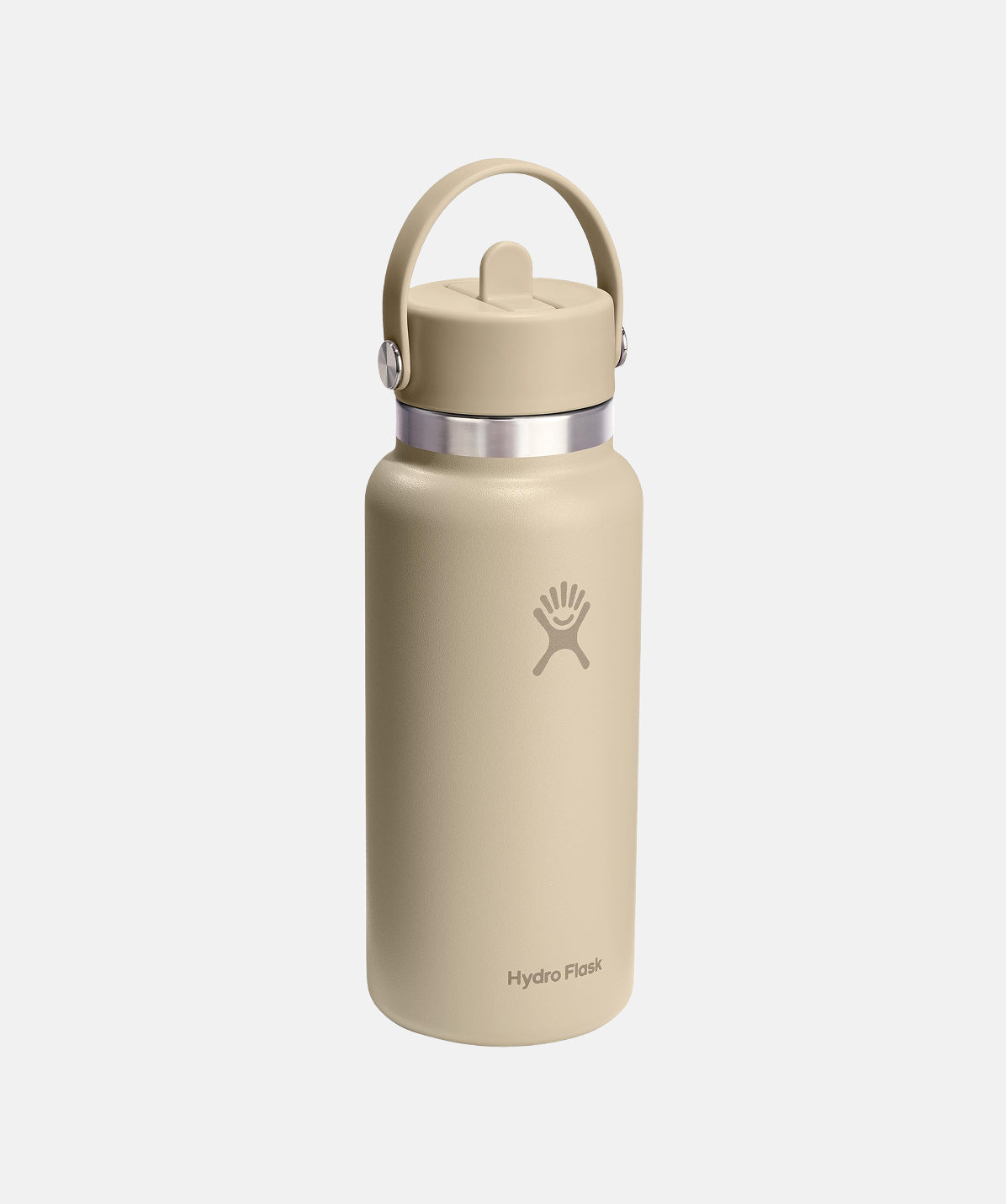 Vista superior de la Botella Hydro Flask Wide Flex Straw Cap Oat 32oz, mostrando la tapa de pajita.