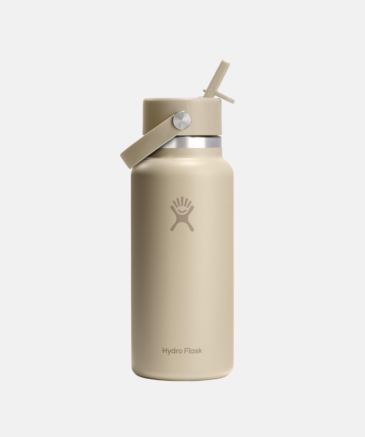Botella Hydro Flask Wide Flex Straw Cap Oat 32oz (946ml), boca ancha, de acero inoxidable.
