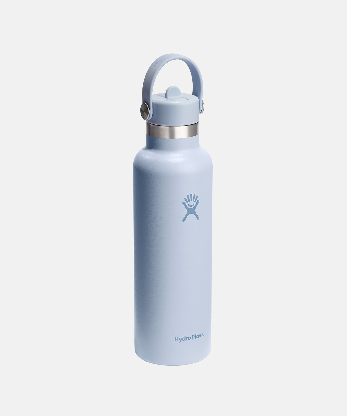 Vista lateral de la Botella Hydro Flask Standard Flex Straw Cap Surf 21oz (621ml) con tapa de pajita.