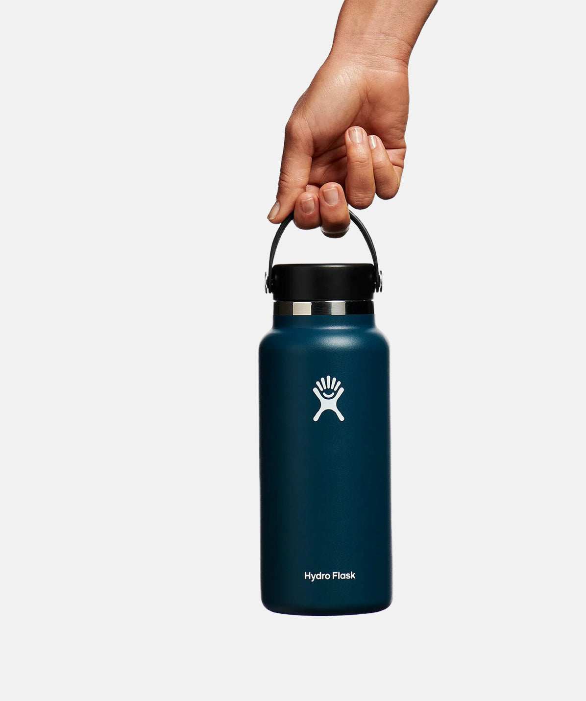 Botella Hydro Flask 32oz en vibrante color Índigo, boca ancha y aislamiento de doble pared para máxima retención de temperatura.