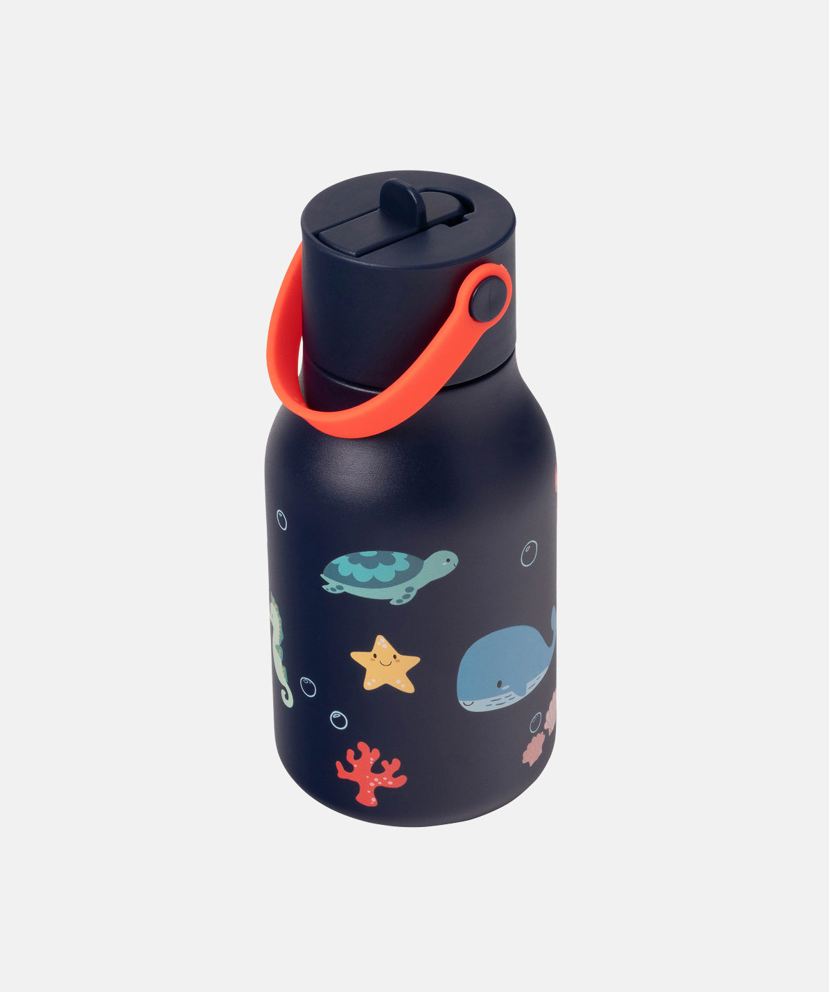 Botella pequeña Lund Kids 400ml con diseño marino azul. A prueba de fugas para la mochila escolar.