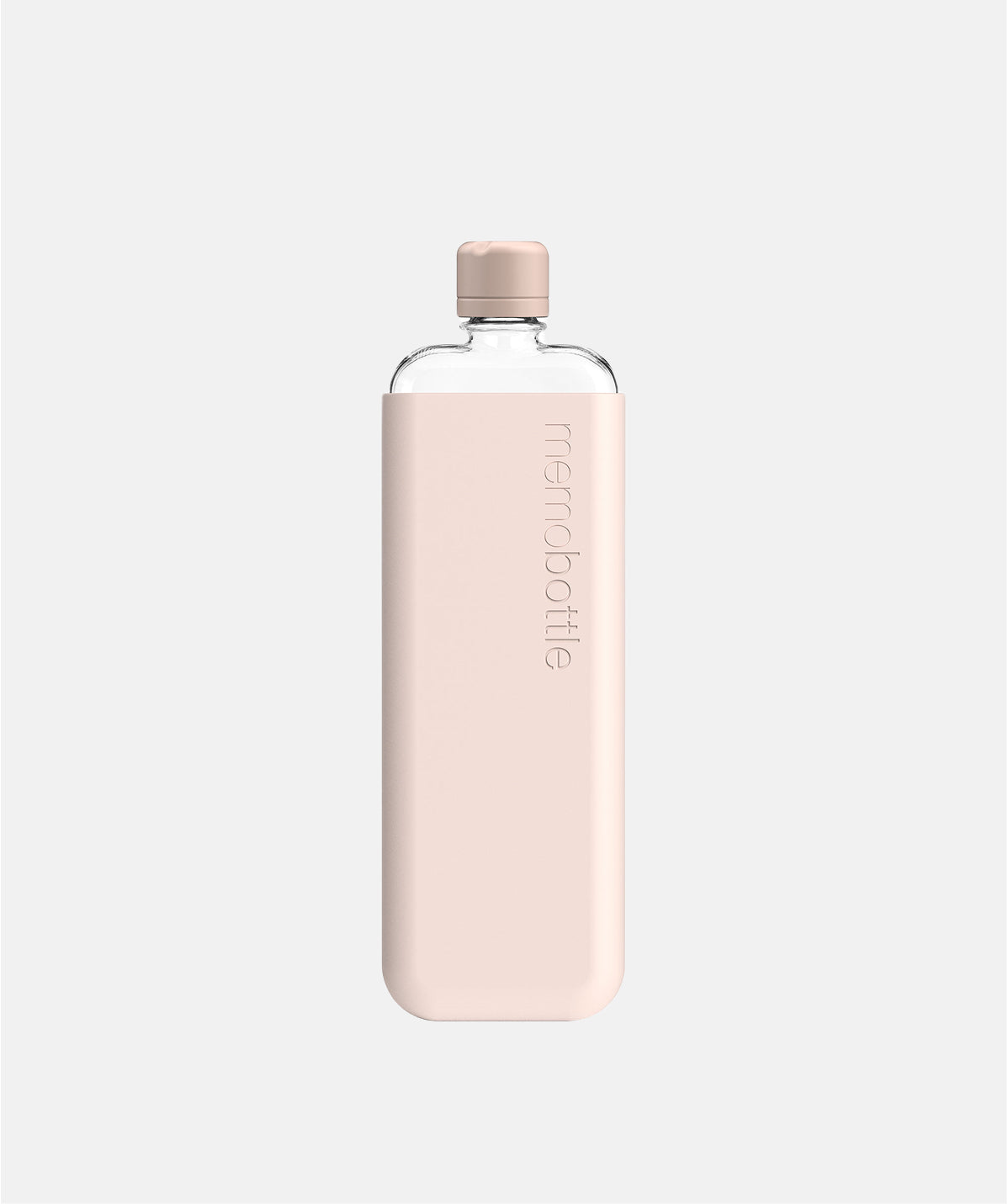 Botella de agua Memobottle Slim plana color rosa coral de plástico Tritan, 450ml, con funda de silicona.