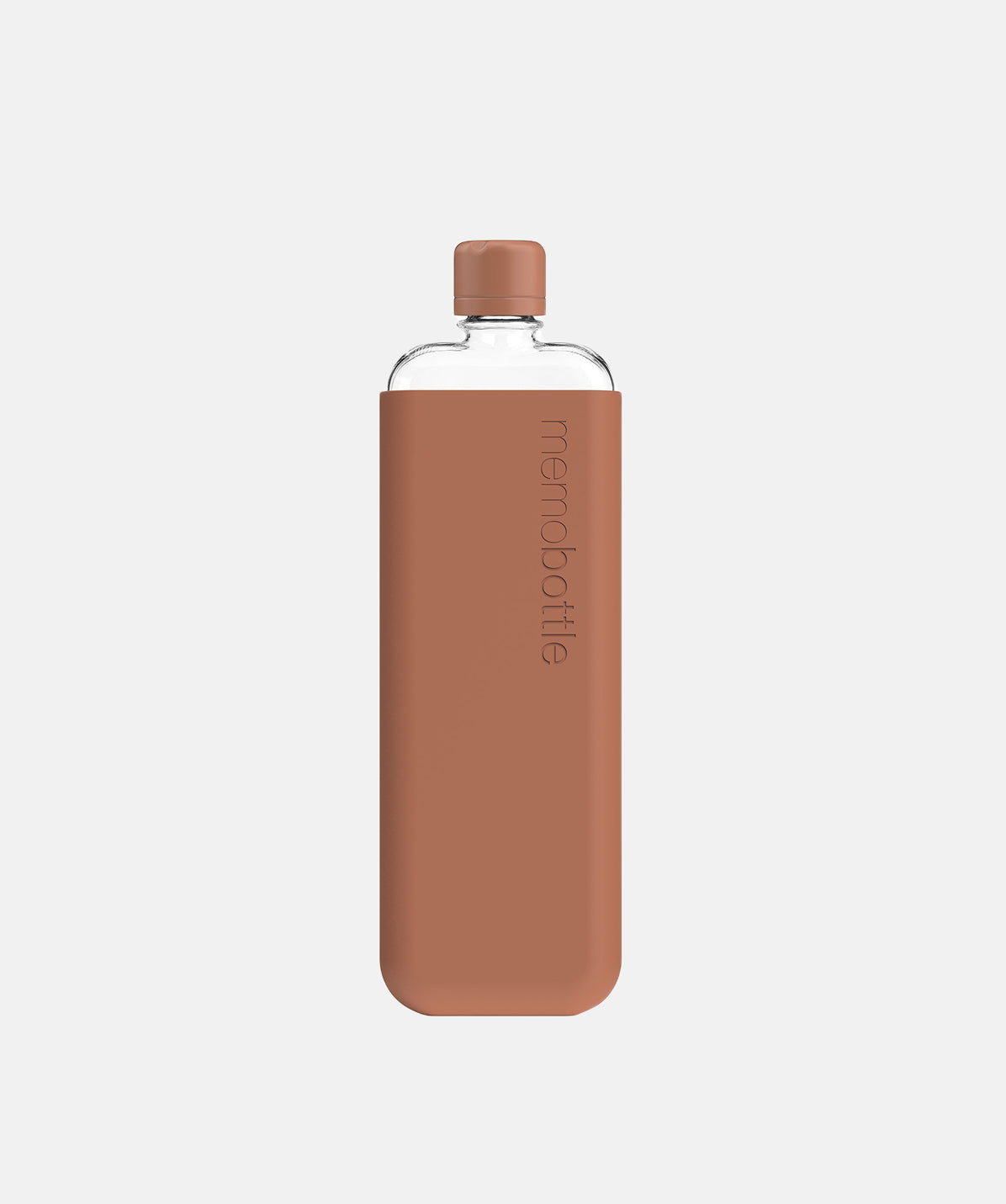 Botella de agua Memobottle Slim plana terracota de plástico Tritan, 450ml, perfecta para la hidratación diaria y fácil de guardar.