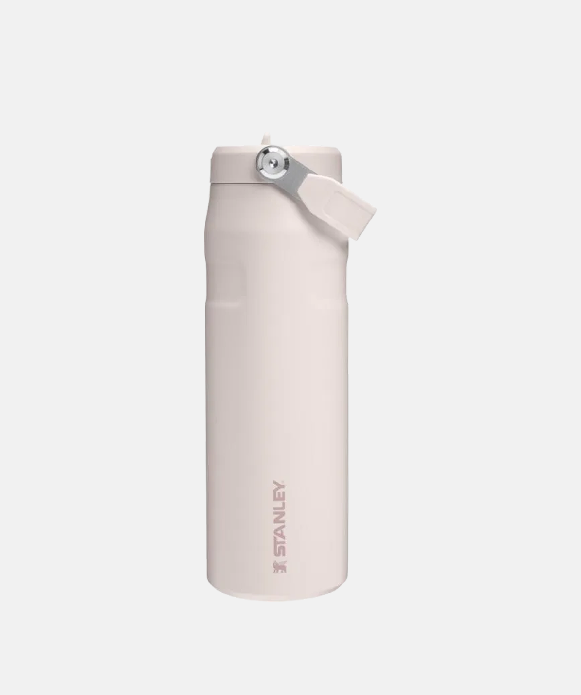 Botella de agua Stanley IceFlow™ Flip Straw 2.0 rosa cuarzo 710ml, de acero inoxidable aislado.