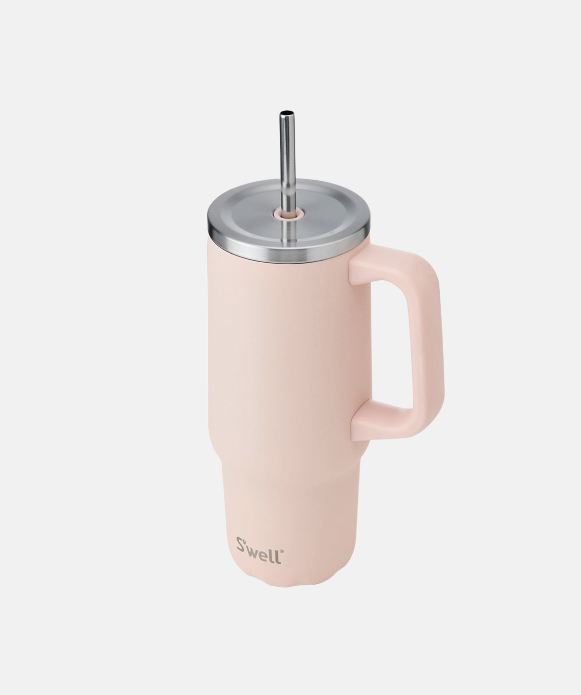 Vista lateral del vaso térmico de gran capacidad S'well Tumbler XL Himalayan Salt rosa palo.