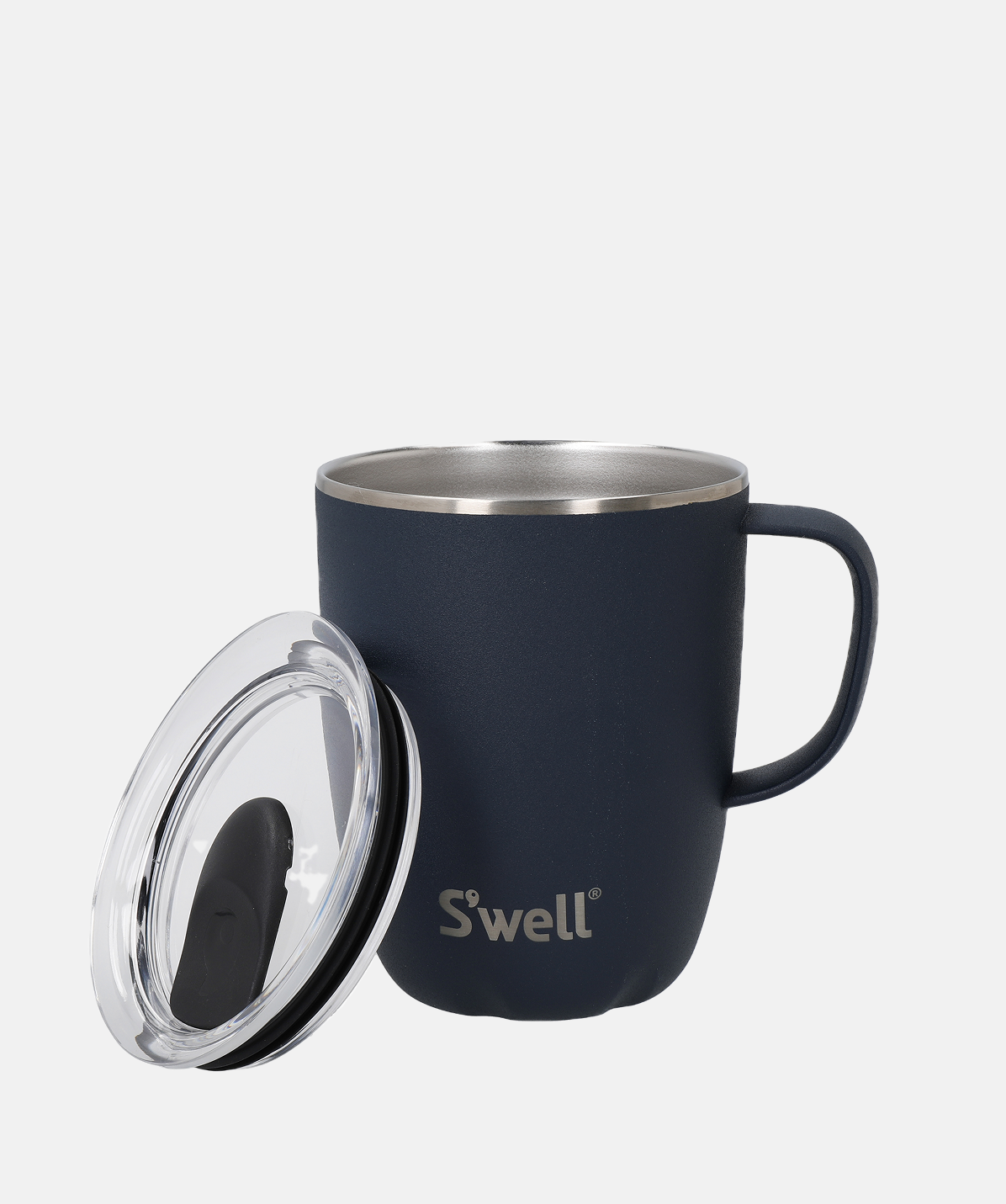 Detalle de la tapa antisalpicaduras de la taza térmica S'well Mug Stone Azurite.