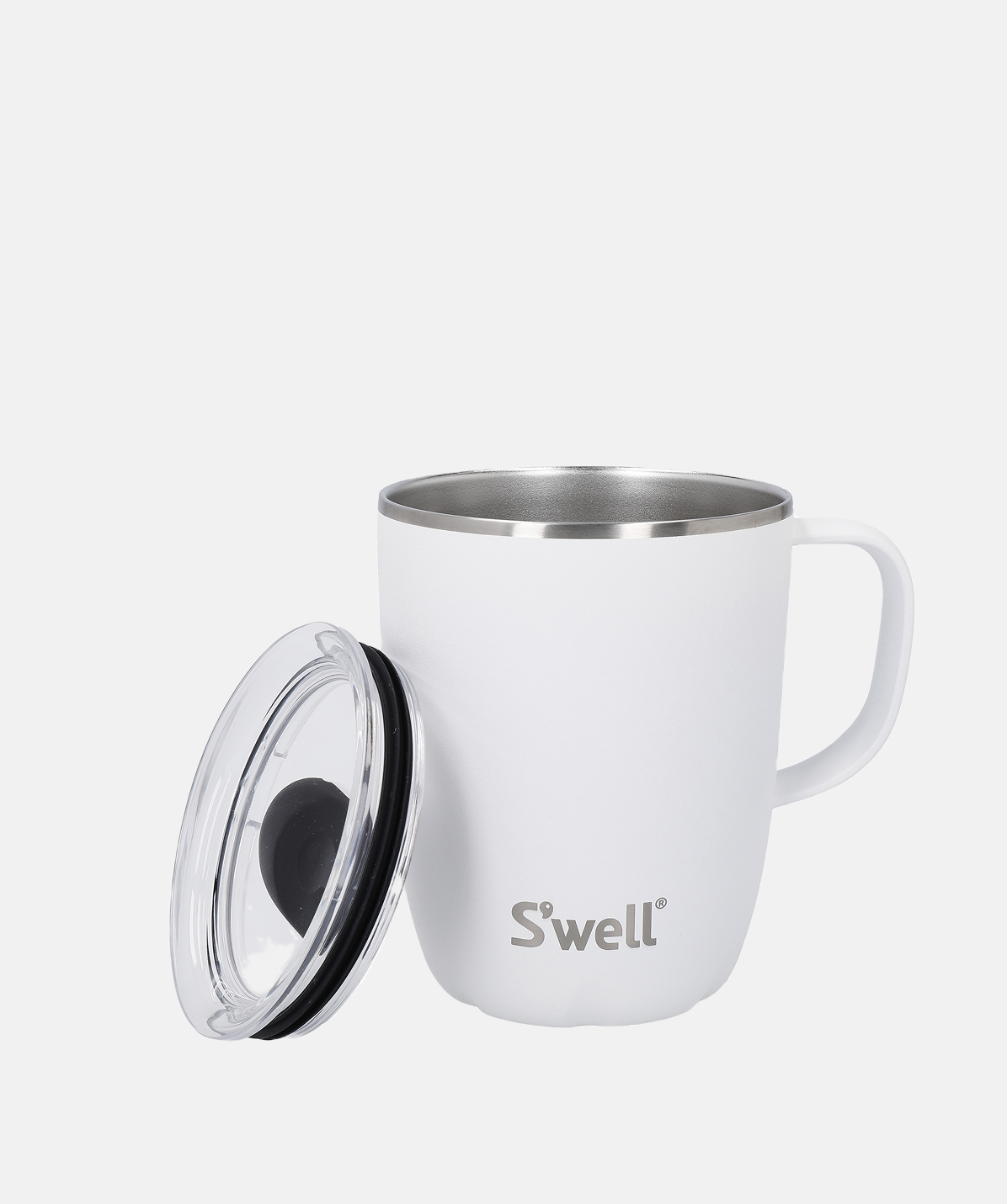 Detalle de la tapa protectora de la taza térmica S'well Mug Stone Moonstone.