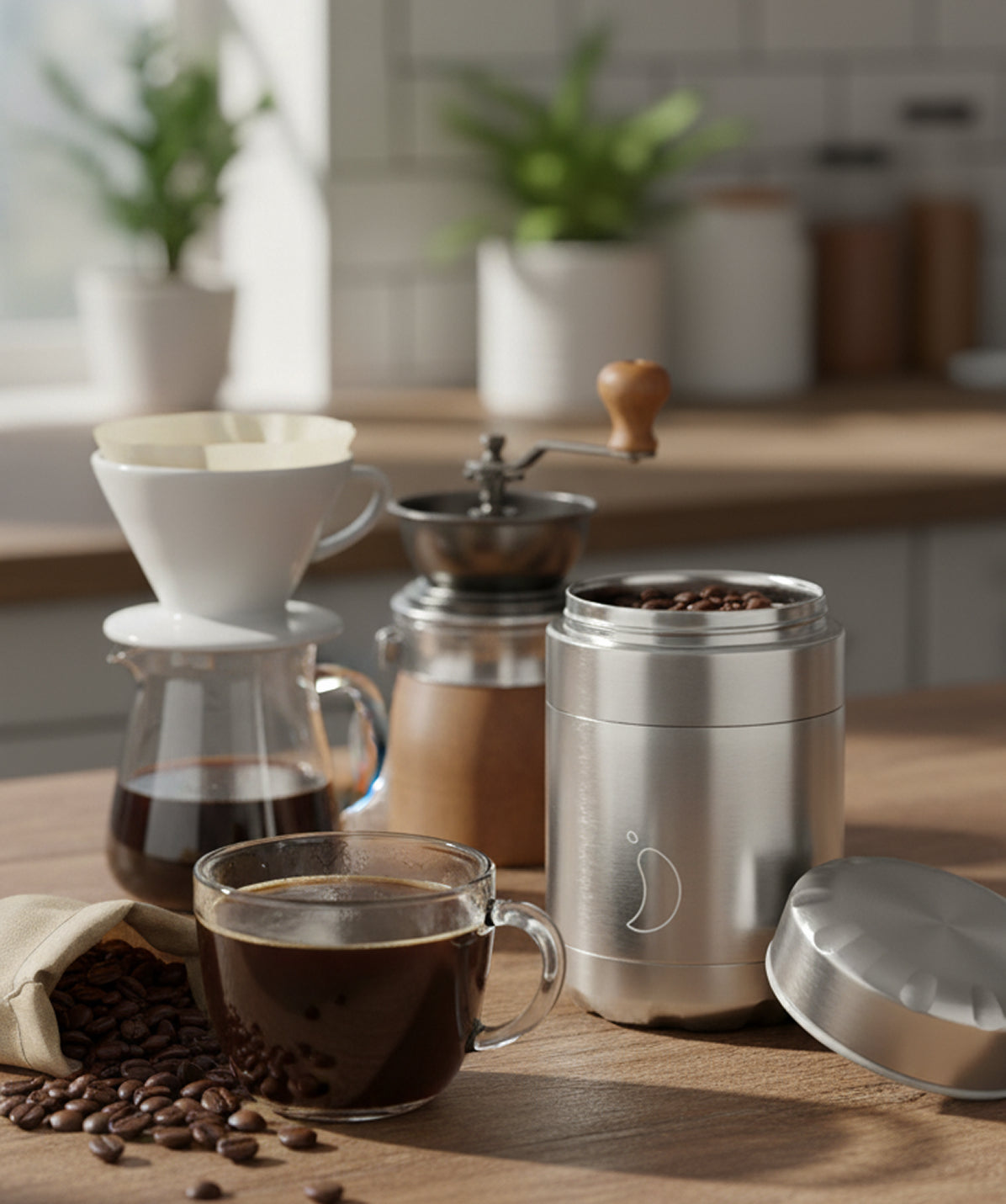 Termo de sólidos Chilly's Mate 300ml, color Acero. Recipiente de comida de acero inoxidable con doble pared. Mantiene la comida caliente o fría. Perfecto para el café o snacks.