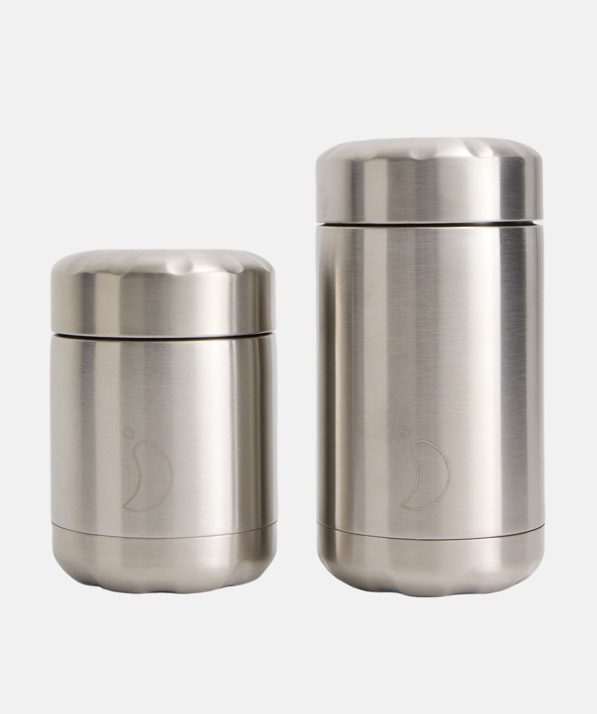 Termo de comida Chilly's acero de 300ml junto a la versión de 500ml, mostrando la diferencia de tamaño.