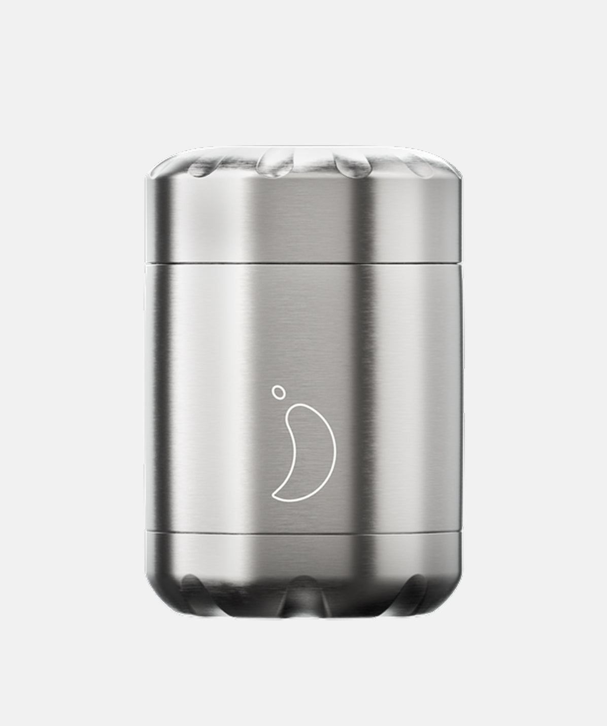 Primer plano de la base del termo Chilly's de acero de 300ml, mostrando el detalle de la base antideslizante.