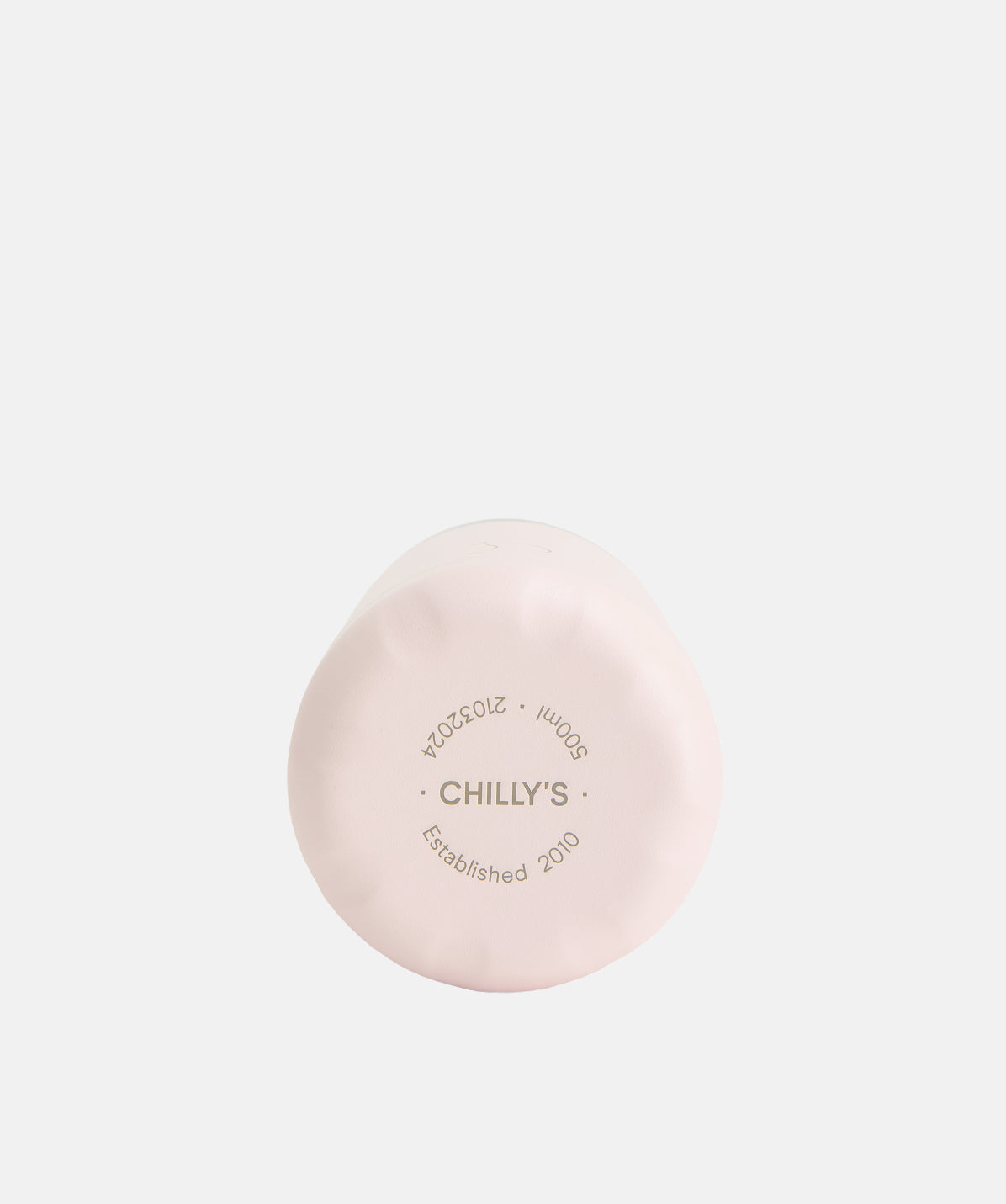 Base del termo Chilly's rosa de 500ml, con el sistema de agarre para mayor estabilidad.