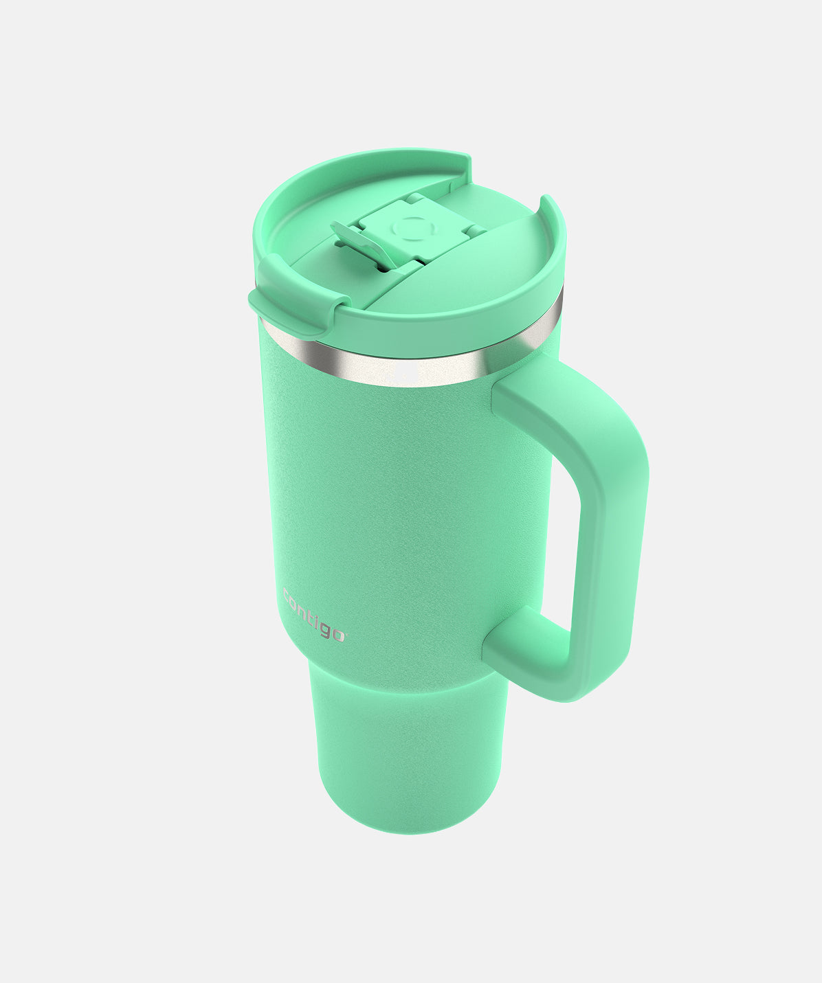 Vista superior Termo Thermalock 1.2L Reef, interior de acero, abierto con pajita reutilizable.