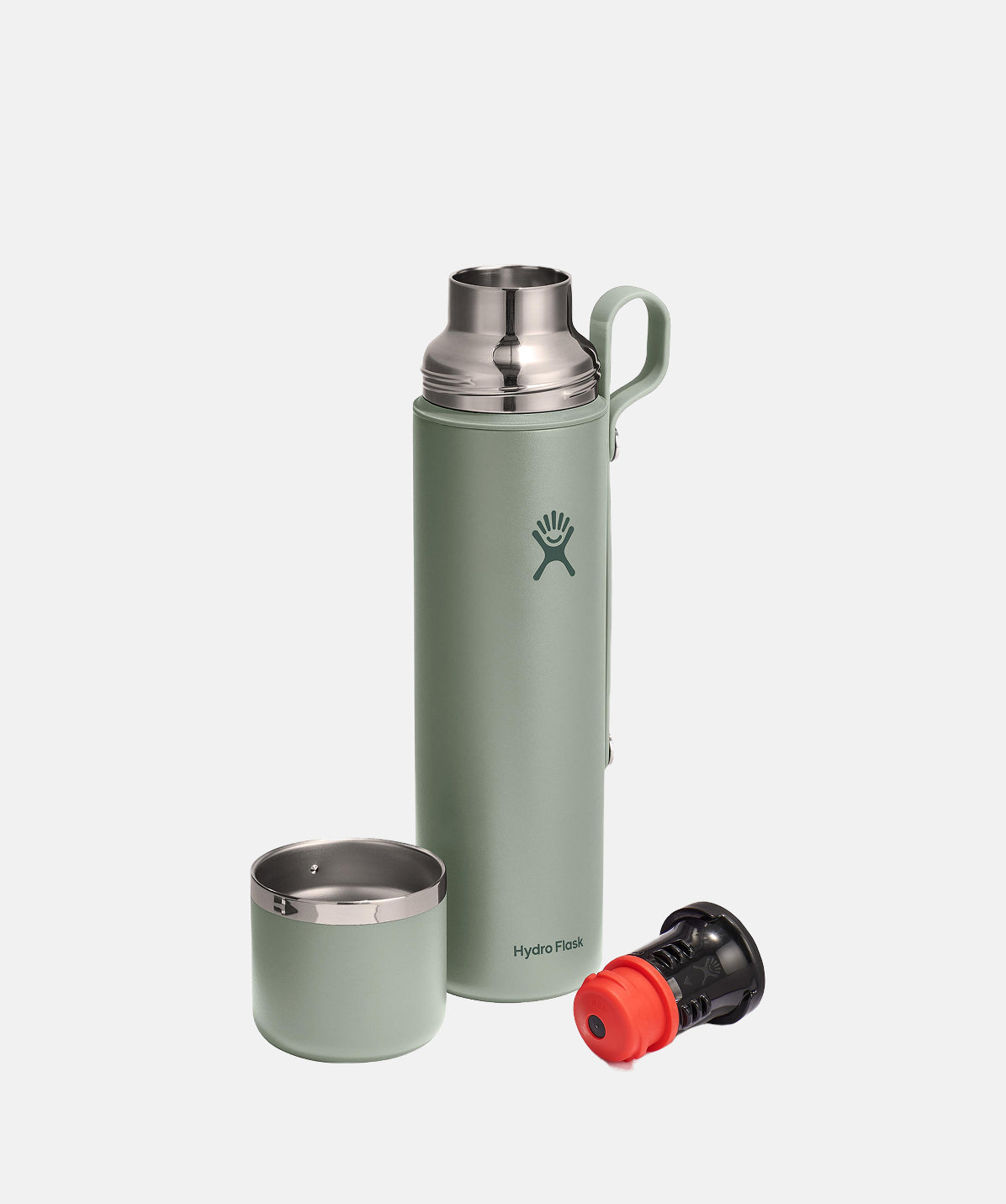 Termo Hydro Flask 36oz Agave, abierto, detalle del tapón vertedor de sellado interno para líquidos calientes.