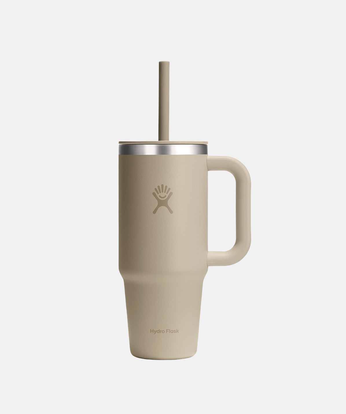 Termo de viaje Hydro Flask Travel Tumbler Oat 24oz (710ml) de acero inoxidable con asa y pajita.