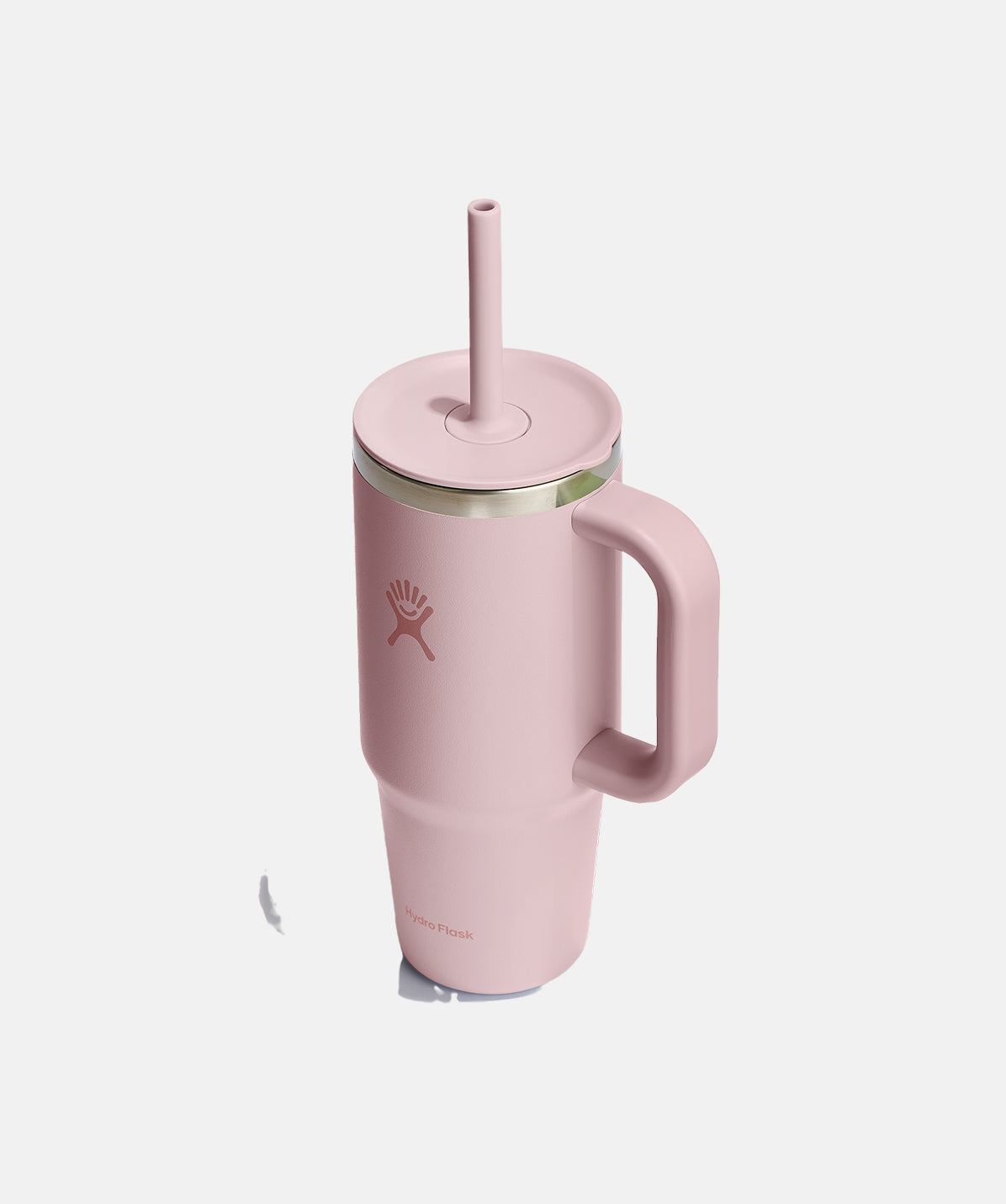 Vaso Hydro Flask 710ml Trillium rosa, personalizable, con asa de transporte ergonómica y base de goma.