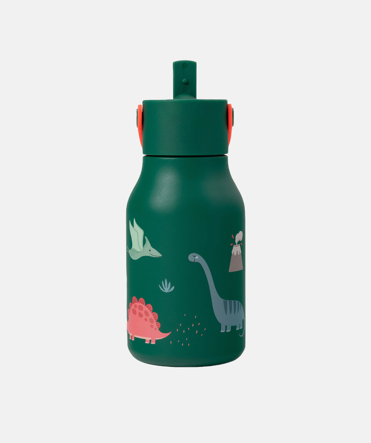 Termo de agua Lund Little Kids 400ml verde con dinosaurios. Mantiene el agua fresca para los niños.
