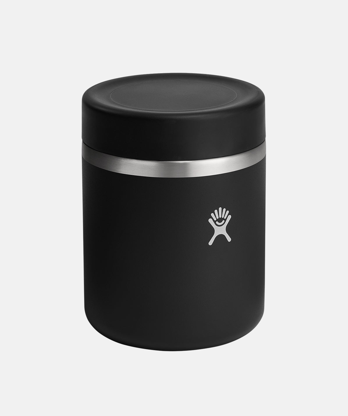 Vista superior del termo de comida Hydro Flask 28oz Negro, tapa de boca ancha para servir fácilmente.