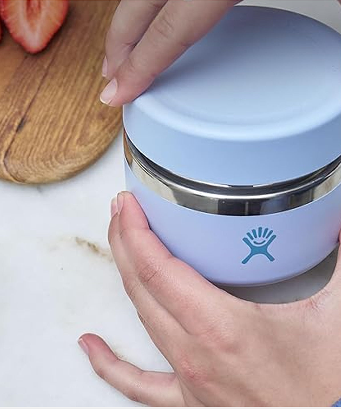 Termo Hydro Flask Food Jar Surf 12oz en ambiente de cocina. Ideal para llevar porciones de comida caliente o fría.