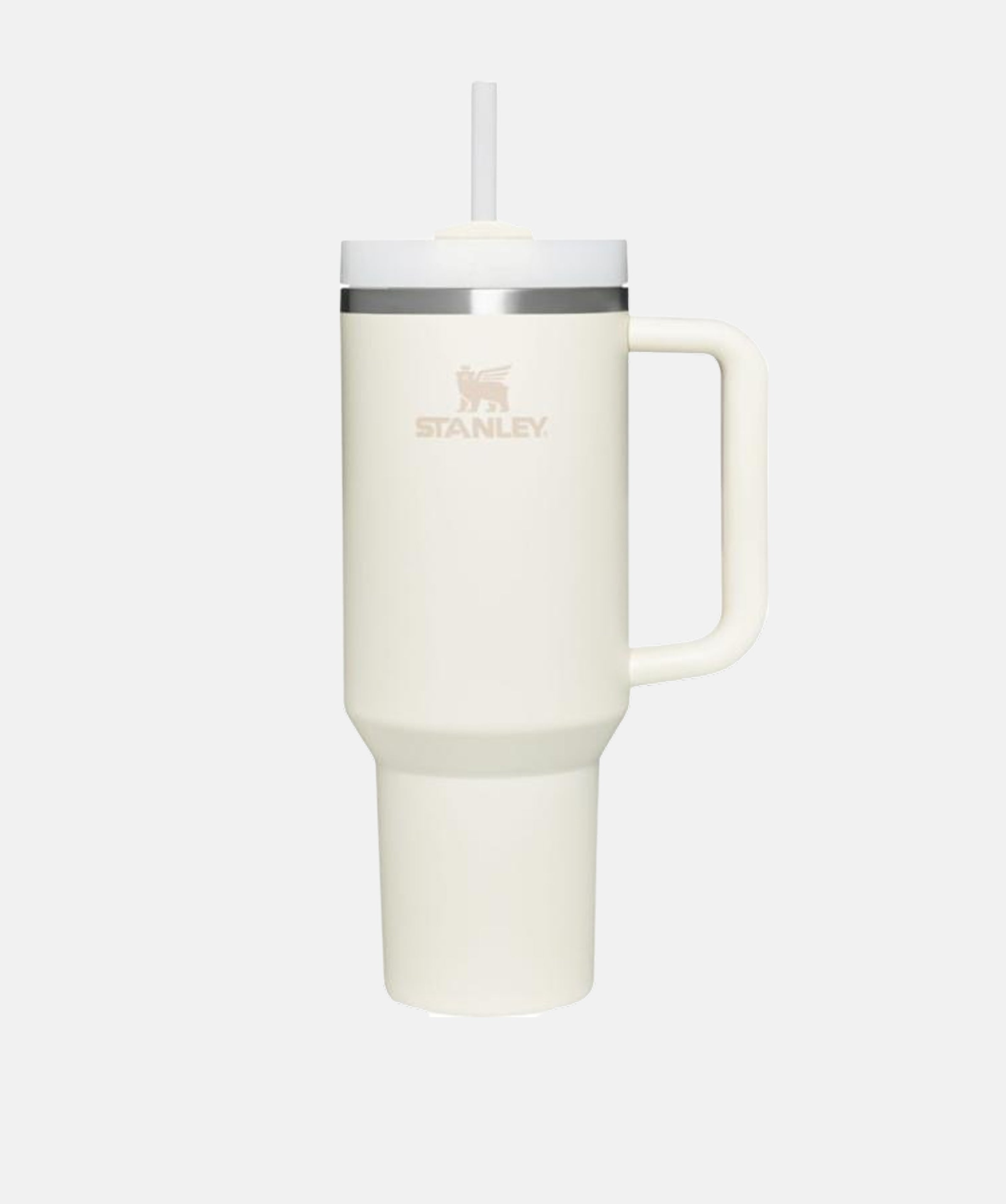 Vaso Termo Stanley Quencher® H2.0 FlowState™ Tumbler Cream (1180 ml) de acero inoxidable con pajita y asa.