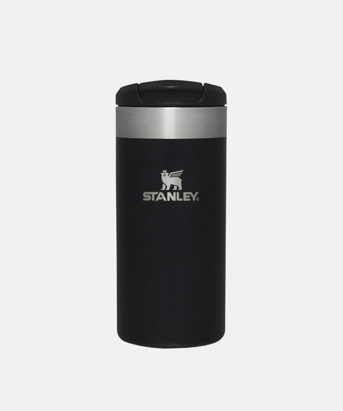 Vaso de viaje térmico Stanley AeroLight™ Transit Mug negro 350ml, de acero inoxidable.