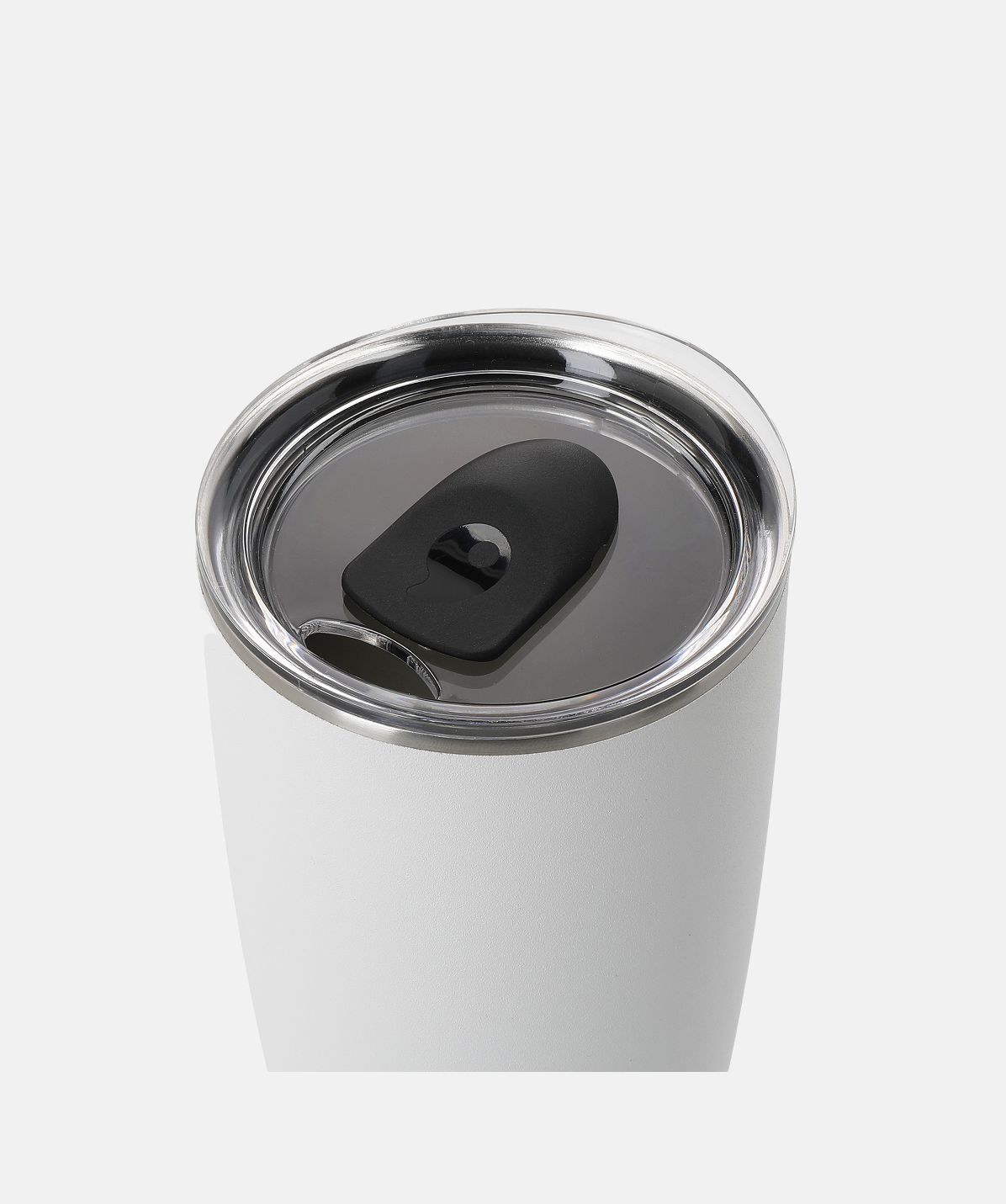 Vista superior del vaso S'well Tumbler Stone Moonstone blanco mostrando su aislamiento al vacío.